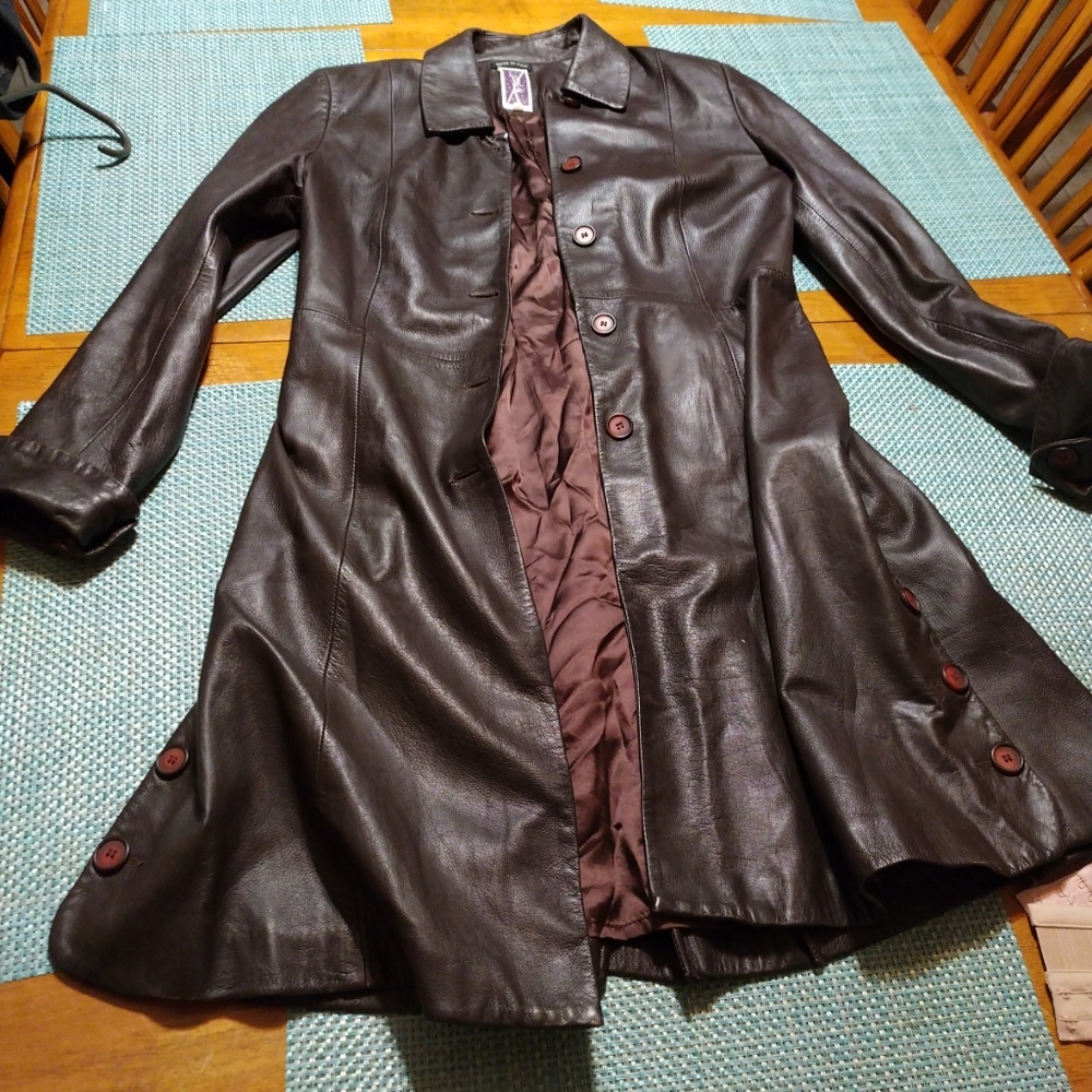 Size 8 Zelda made in Italy Italian leather Trench Coat jacket